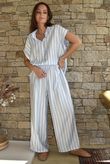 Mallow Stripe Cap Sleeve Shirt Baby Blue /40=
